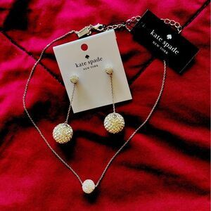 Net Kate spade silver droop earrings and necklace set
